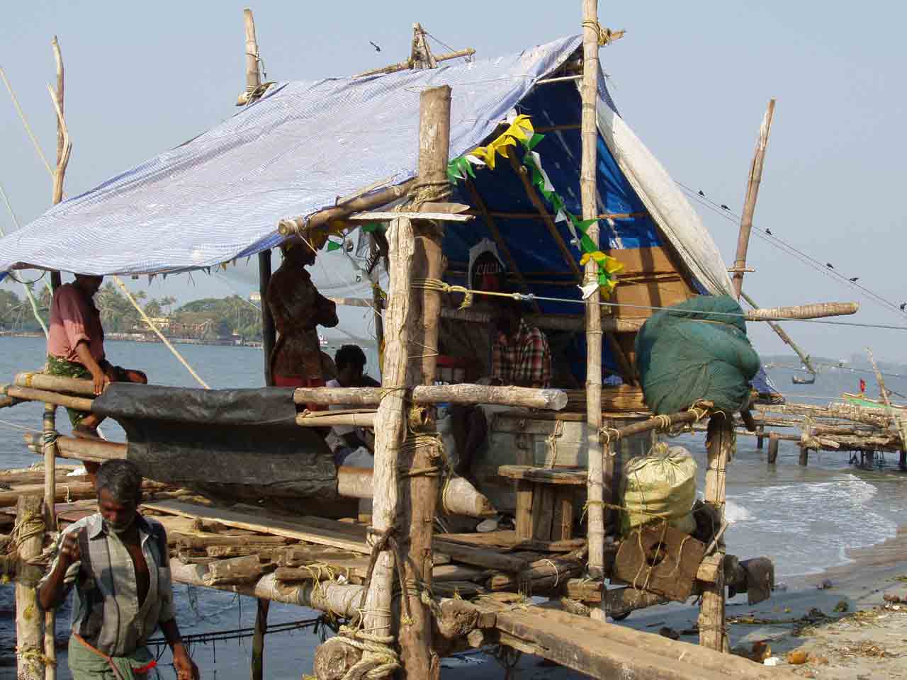 Fishermen in their hut