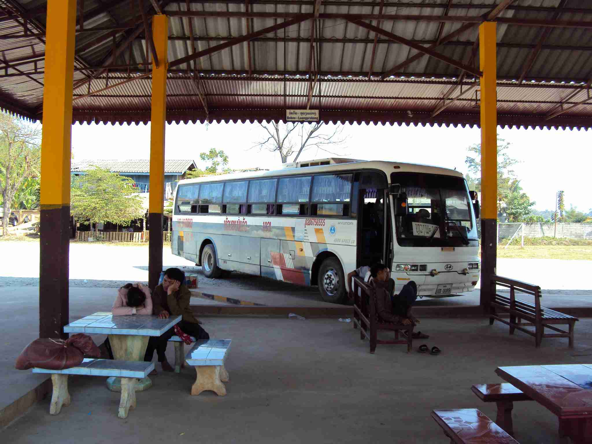 Bus stop outside Ban Houayxai