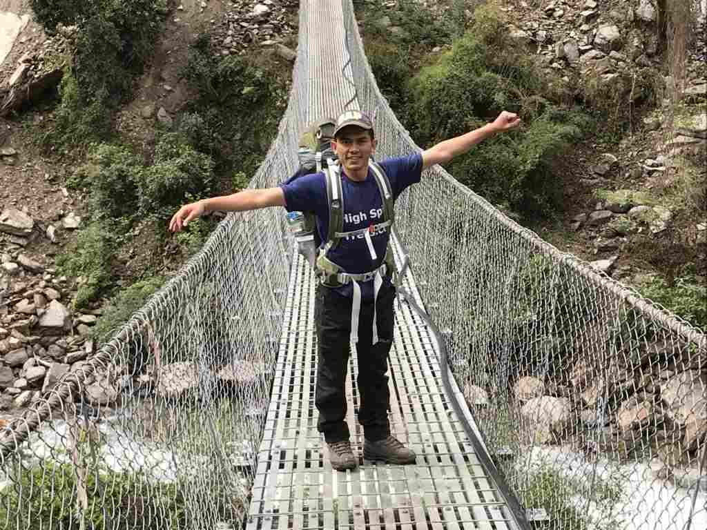 My guide Sitaram on the suspension bridge