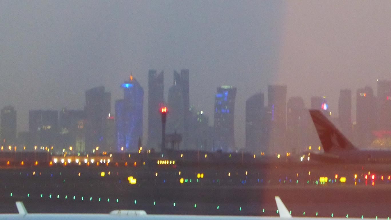 Night falls over Doha