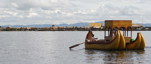 strange boats on the Titicaca lake near Puno