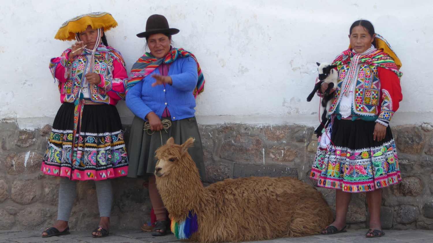 Indio women with lama