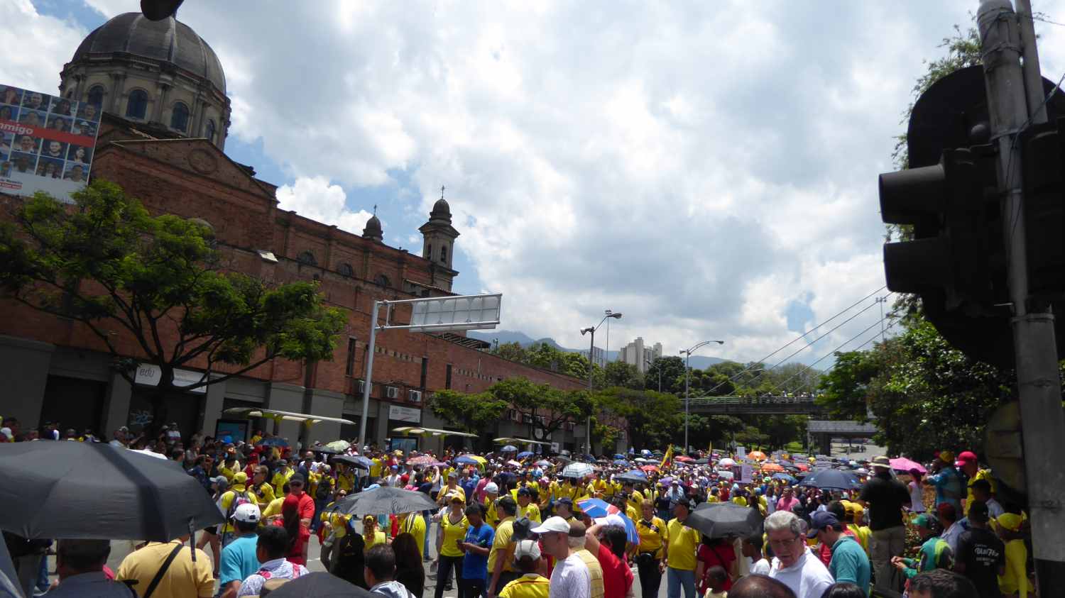 Protesters in Medellin