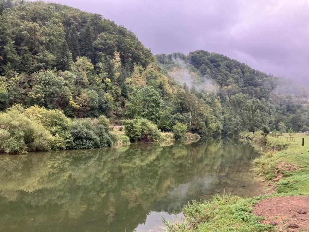 The river below a violet sky