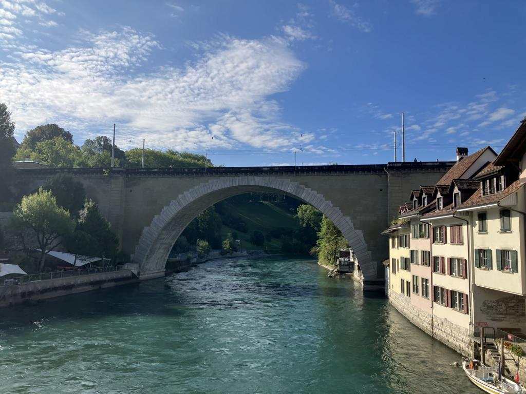 The beautiful blue Aare, Bern's beloved river with its old houses and bridges