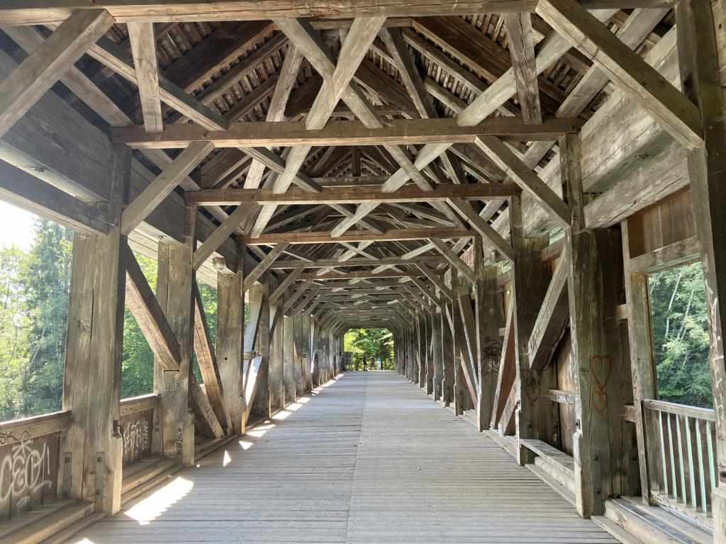 Wooden bridge over the Aare