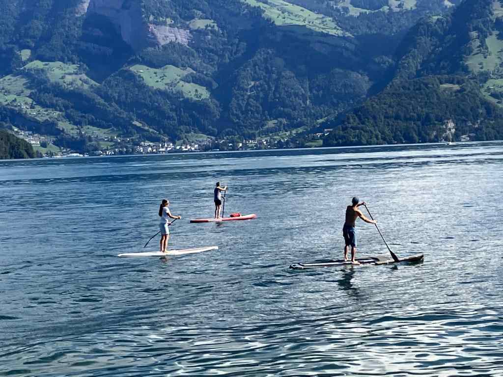 Paddle boarding on the Lake Lucerne